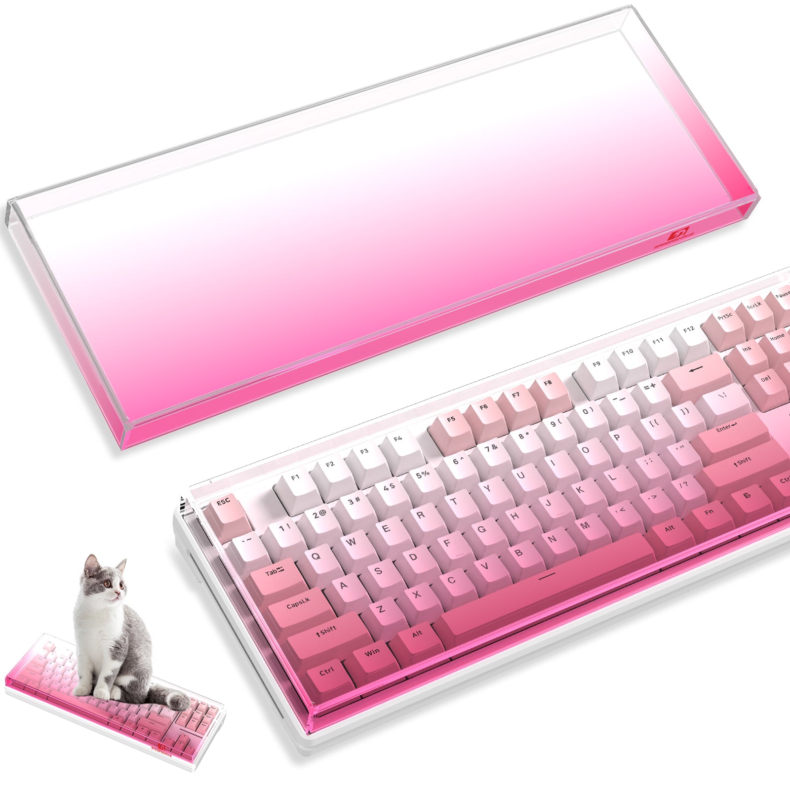 Pink gradient keyboard cover for 87-key gaming keyboard with sleek design