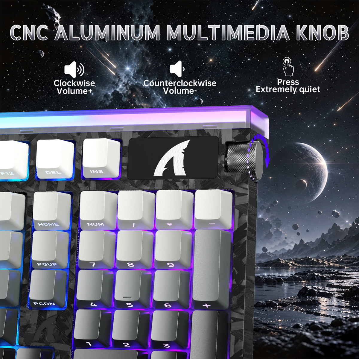 ATTACK SHARK R98 HE Carbon Fiber Wired Rapid Trigger Magnetic Switch Keyboard With C01 Ultra RGB Coiled Cable