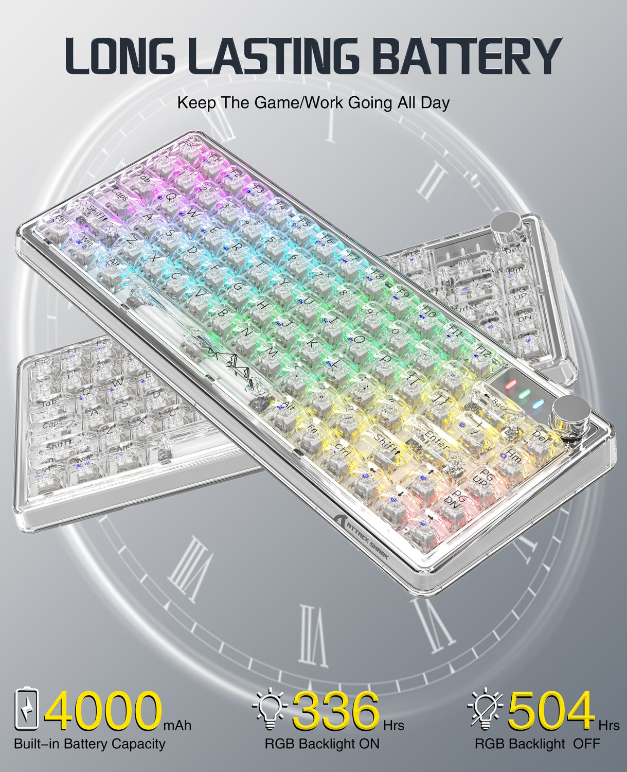 ATTACK SHARK K75 Pro Transparent Mechanical Keyboard