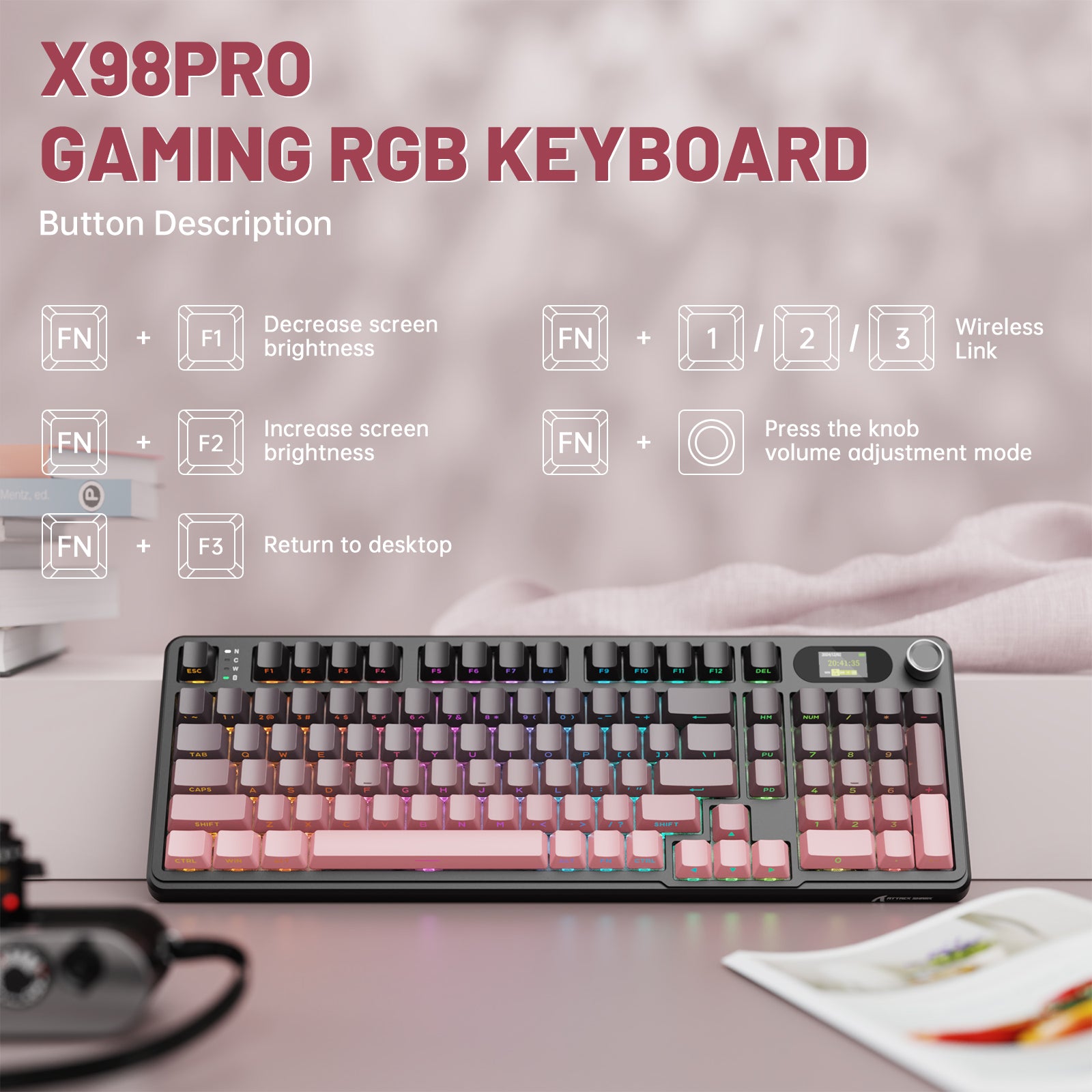 ATTACK SHARK X98PRO Gaming-Tastatur und C01 USB-C-Spiralkabel