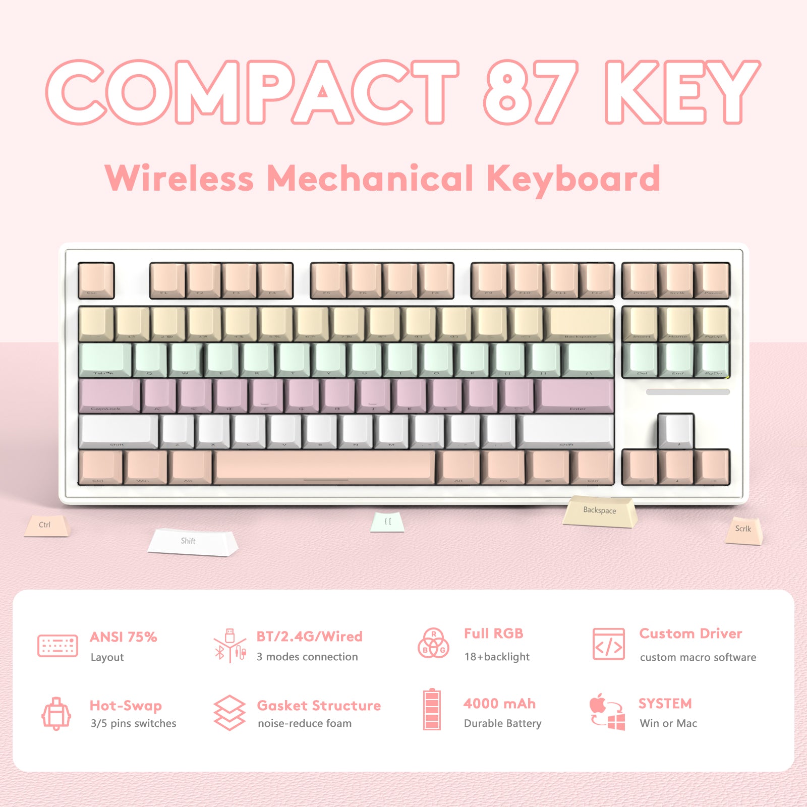 ATTACK SHARK M87 Wireless Mechanical Keyboard