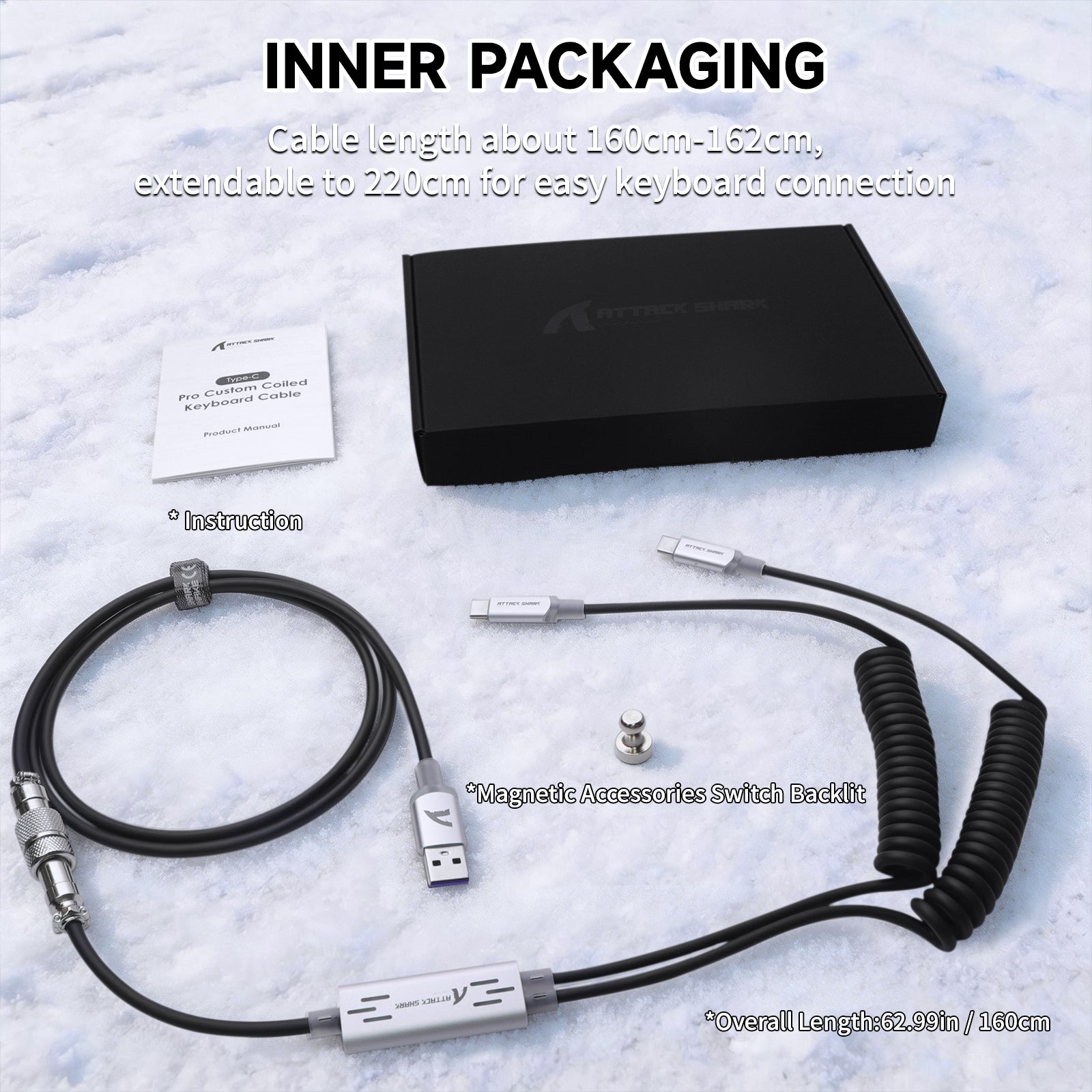 ATTACK SHARK C08 2-in-1 Custom Aviation Cable for 8kHz Magnetic Keyboards
