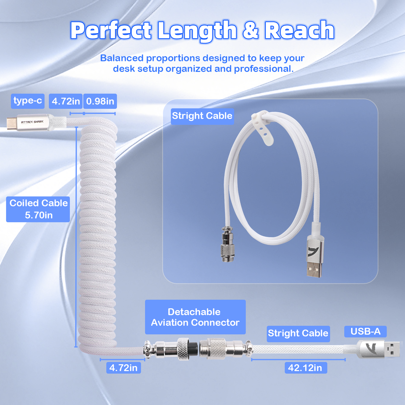 ATTACK SHARK C01ULTIMATE Coiled Cable for 8KHz Magnetic Keyboard