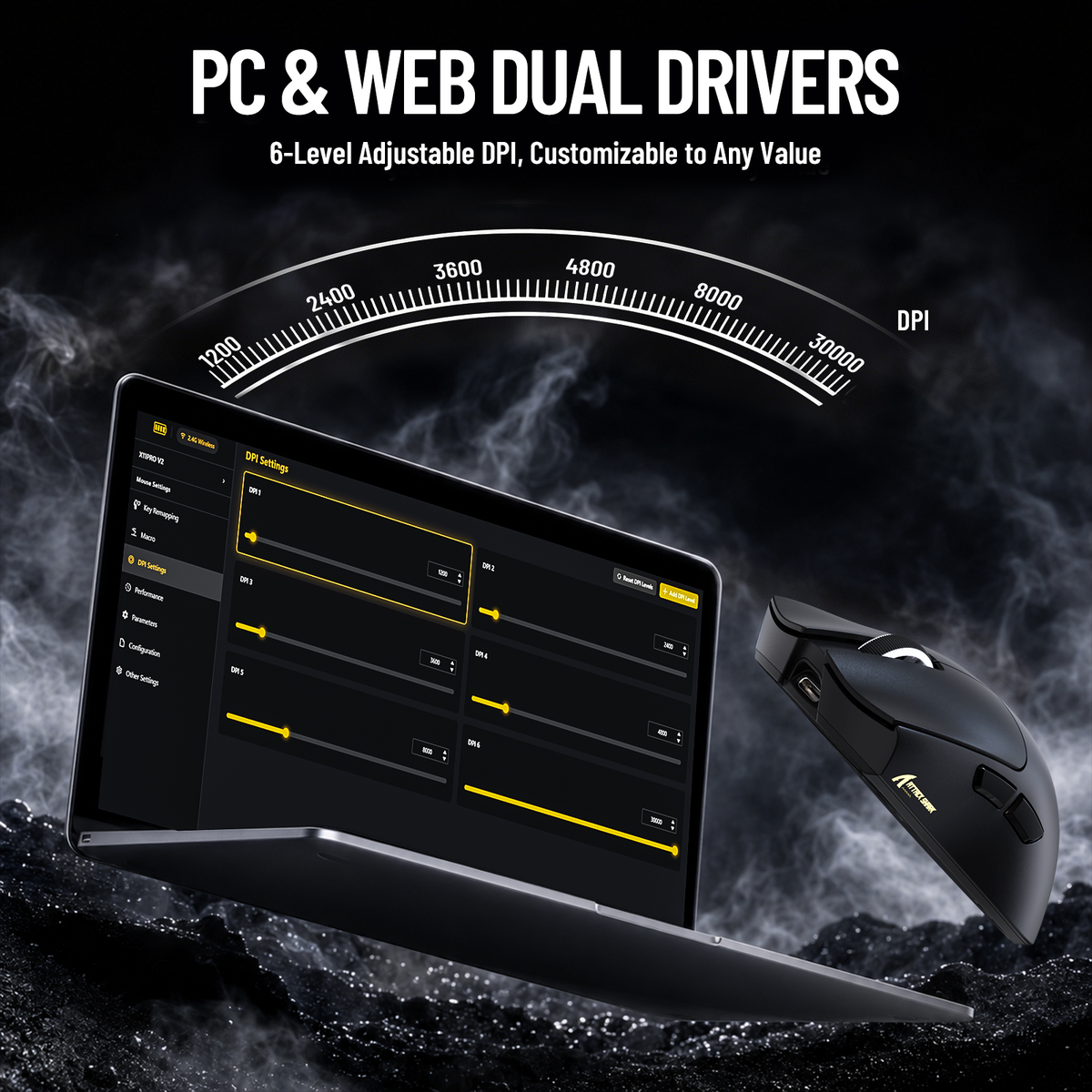 ATTACK SHARK X11 PRO V2 Wireless Gaming Mouse with TFT Display Charging Dock with C06 Coiled Cable
