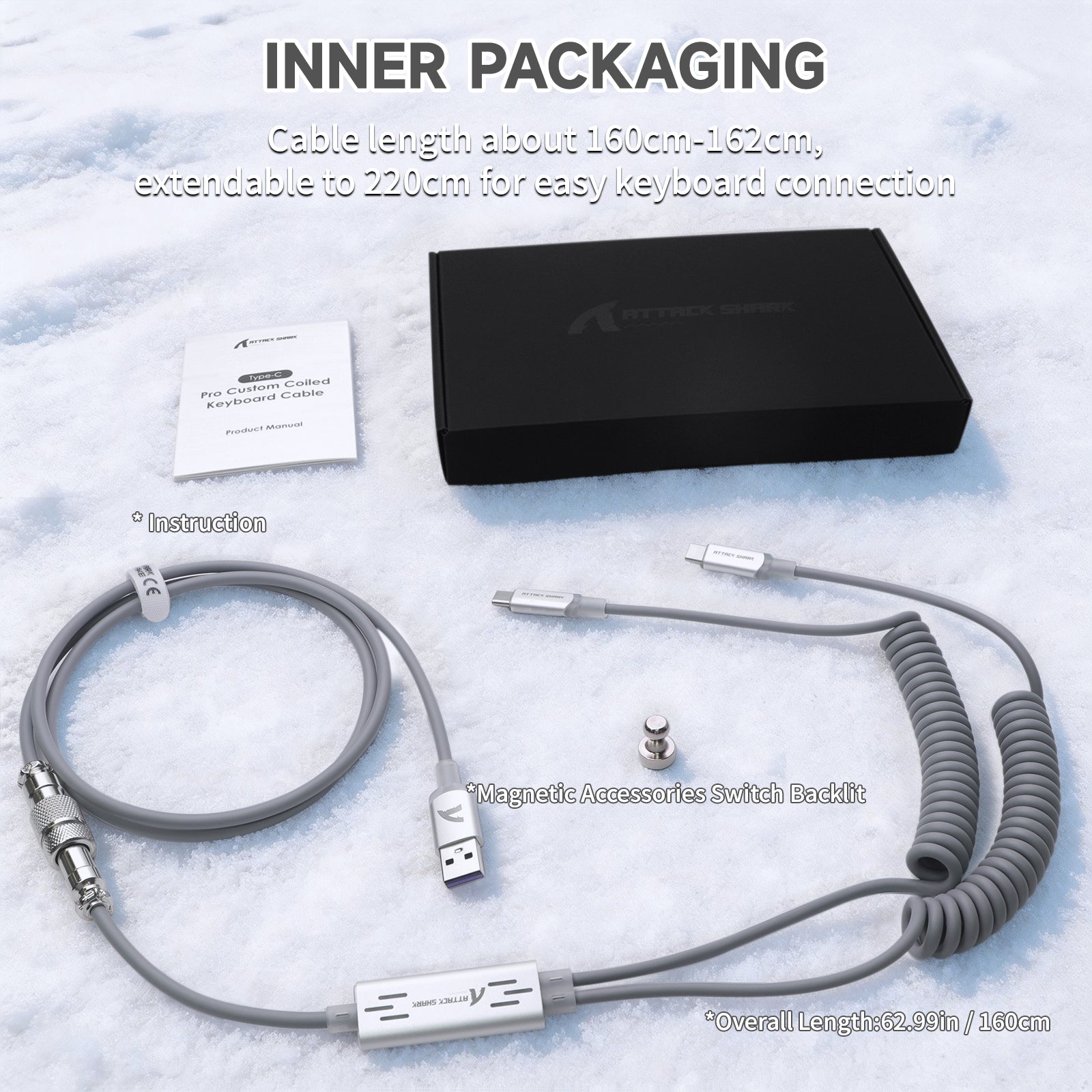 ATTACK SHARK C08 2-in-1 Custom Aviation Cable for 8kHz Magnetic Keyboards