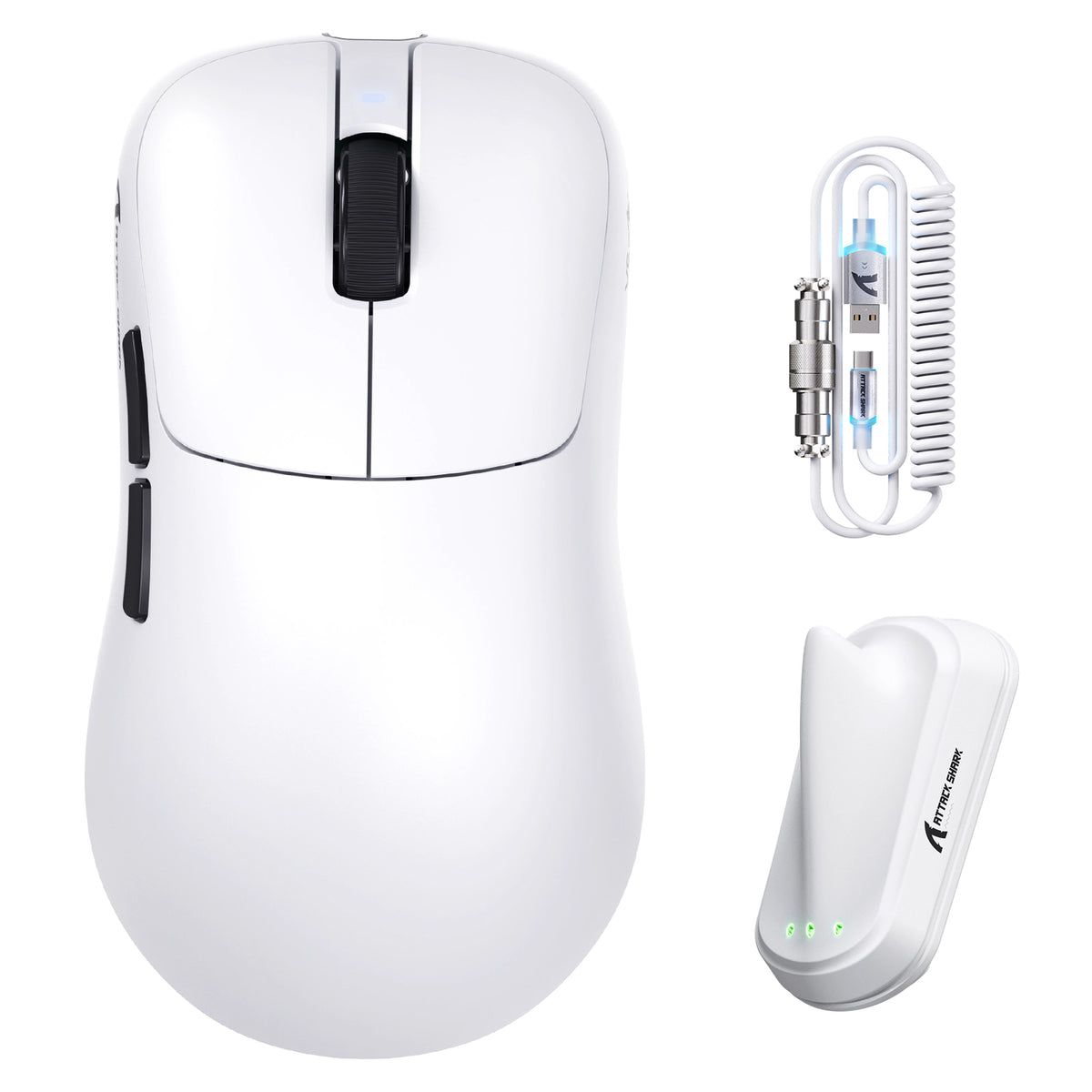 ATTACK SHARK V2 AIR PAW3955MAX Ergonomic Wireless Gaming Mouse with C06 Ultra Cable