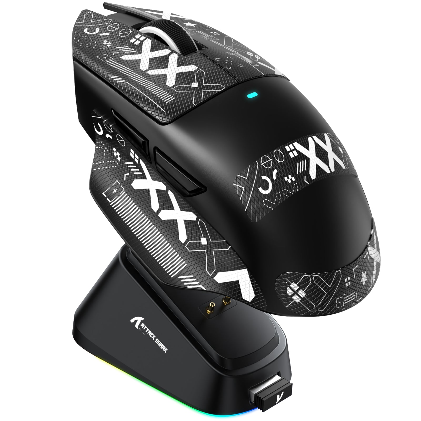 ATTACK SHARK V6 Tri-Mode Gaming Mouse with RGB charging dock